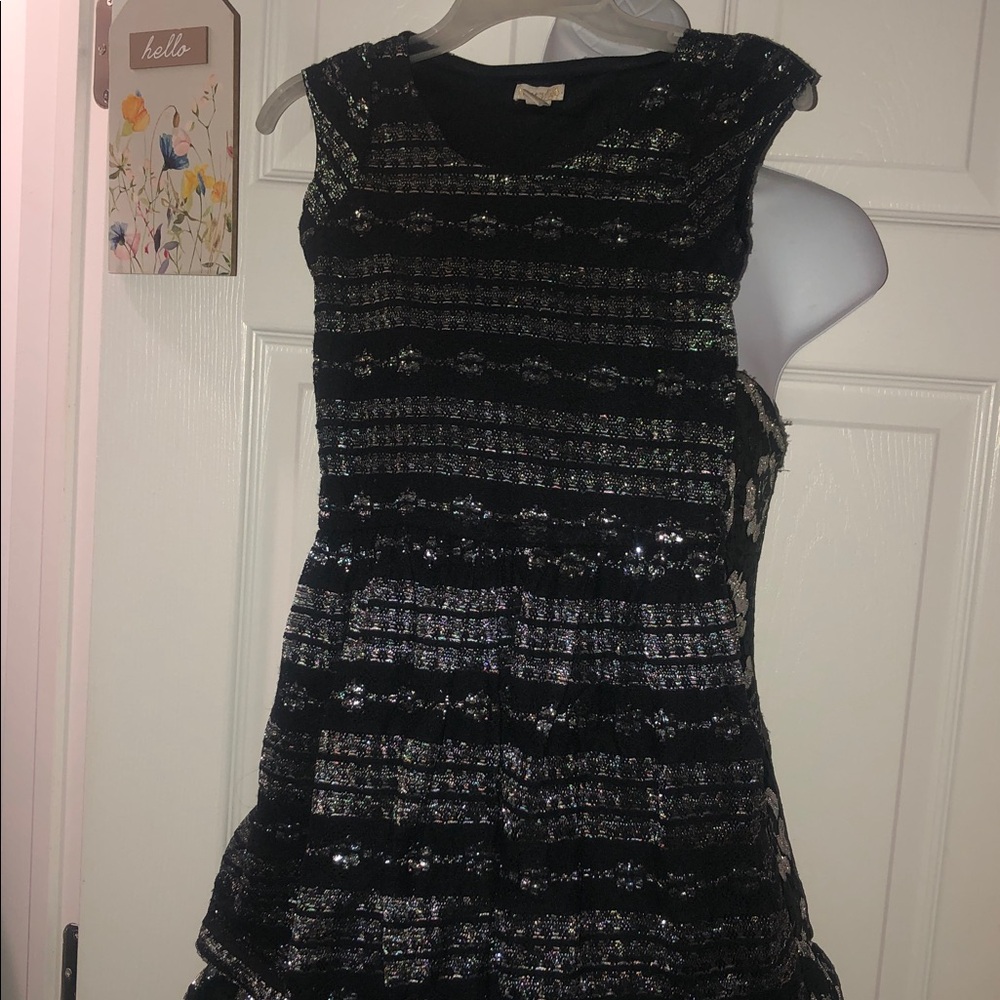 Mommy and Me Boutique Black and Silver Floral Strapless Dress - Picture 9 of 11